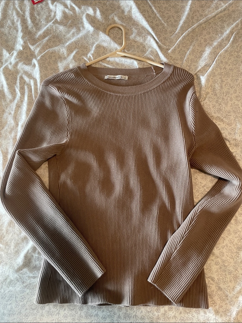 Abercrombie & Fitch Ribbed Crew Neck Sweater - Taupe